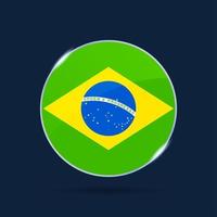 Brasilien nationella flagga cirkel knapp ikon. enkel flagga, officiella färger och proportioner korrekt. platt vektorillustration. vektor