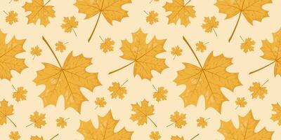 sömlös mönster med höst falla gul löv av lönn träd. perfekt för tapet, omslag papper, webb webbplatser, bakgrund, social media, blog och hälsning kort. vektor