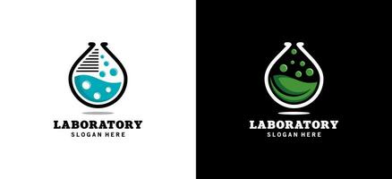 Labor Wissenschaft Logo Design, Labor Symbol mit Glas tropfen modern Konzept vektor