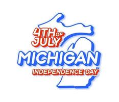 Michigan State 4. Juli Unabhängigkeitstag mit Karte und USA Nationalfarbe 3D-Form von uns State Vector Illustration