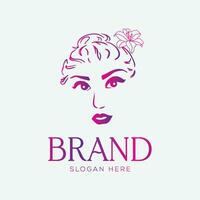 Schönheit, Spa weiblich Gesicht Prämie Luxus Logo. vektor