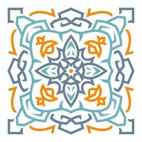 Mandala keltisch Ornament Fliese Hintergrund Muster mit Blau und Orange Farbe vektor