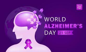 värld alzheimers dag firar minnet en progressiv sjukdom, var de symptom av demens gradvis förvärra över flera år. 3d illustration av minne förlust i de hjärna vektor