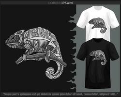 svartvit kameleont mandala konst isolerat på svart och vit t skjorta. vektor