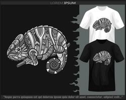 svartvit kameleont mandala konst isolerat på svart och vit t skjorta. vektor
