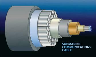 illustration av u-båt kommunikation kabel- anatomi vektor