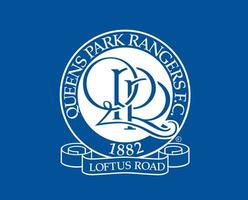 drottningar parkera rangers klubb logotyp symbol vit premiärminister liga fotboll abstrakt design vektor illustration med blå bakgrund