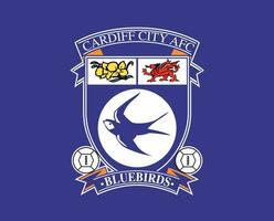 Cardiff stad klubb logotyp symbol premiärminister liga fotboll abstrakt design vektor illustration med blå bakgrund
