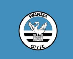 swansea stad klubb symbol logotyp premiärminister liga fotboll abstrakt design vektor illustration med blå bakgrund