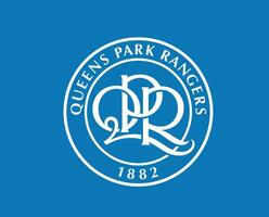 drottningar parkera rangers klubb symbol logotyp vit premiärminister liga fotboll abstrakt design vektor illustration med blå bakgrund