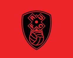 rotherham förenad klubb logotyp symbol svart premiärminister liga fotboll abstrakt design vektor illustration med röd bakgrund