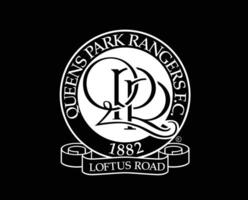 drottningar parkera rangers klubb symbol logotyp vit premiärminister liga fotboll abstrakt design vektor illustration med svart bakgrund