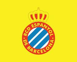 Espanyol Verein Logo Symbol la liga Spanien Fußball abstrakt Design Vektor Illustration mit Gelb Hintergrund