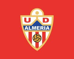 almeria klubb symbol logotyp la liga Spanien fotboll abstrakt design vektor illustration med röd bakgrund