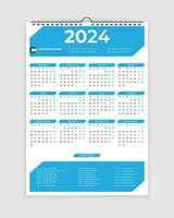 2024 Kalender, einer Seite Mauer Kalender, Single Seite Kalender, 12 Monate Kalender, Ferien Kalender vektor