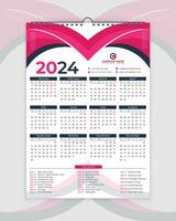 2024 kalender, kalender design med Semester, vägg kalender 2024, Semester kalender 2024, kontor högtider, vektor