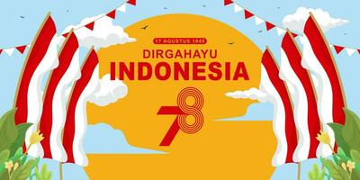 Dirgahayu Indonesien 78 .. Jahrestag eben Karikatur Hintergrund vektor