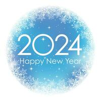 de år 2024 ny år blå runda hälsning symbol med snöflingor. vektor illustration isolerat på en vit bakgrund.