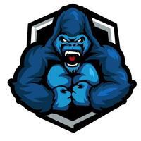 gorilla maskot e sport logotyp design. gorilla djur- maskot vektor illustration logotyp
