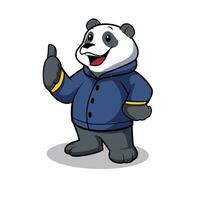 Tier Mode Symbol Konzept. süß Panda tragen Jacke Karikatur Vektor Symbol Illustration