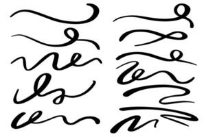 Swoops Swoops und Swishes Kalligrafiezeichen. unterstreicht handgezeichnete Striche. Vektorsymbole gesetzt. vektor