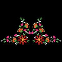 Mexikaner Blumen- Stickerei Ornament auf schwarz Hintergrund vektor