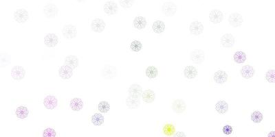 hellrosa grüne Vektor-Doodle-Vorlage mit Blumen vektor