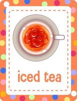 ordförråd flashcard med word iced tea vektor