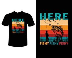 fiske illustration vektor typografi årgång t-shirt design mall