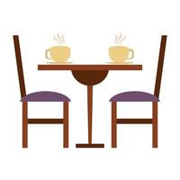 Restaurant Essen und Küche Kaffeetasse über einem Restauranttisch Symbol Cartoons Vektor Illustration Grafikdesign