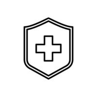 immun System Symbol. medizinisch Kreuz auf Schild. Illustration isoliert auf Weiß Hintergrund vektor