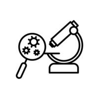 mikroskop ikon. enkel, forskning, laboratorium. isolerat på vit bakgrund. vektor