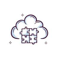 Hand gezeichnet Wolke Symbol mit Puzzle Stücke. Gekritzel skizzieren Vektor Illustration