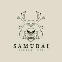 Samurai Maske Linie Kunst Logo Vektor Illustration Vorlage Design.