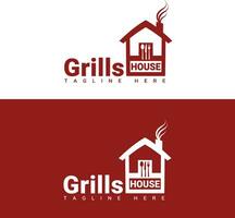 grillar hus logotyp design vektor