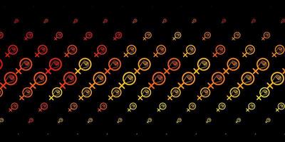 dunkelorangefarbener Vektorhintergrund mit Frauensymbolen vektor