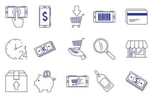 Bündel von E-Commerce-Set-Icons vektor