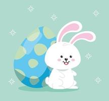 süßes Kaninchen mit Ei Ostern dekoriert vektor