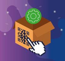 Code qr in Box mit Symbolen vektor