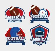 Satz Briefmarken mit Symbolen American Football vektor