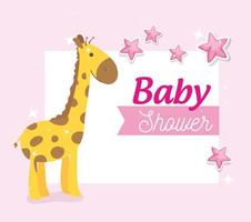 Babypartykarte mit Giraffe und Sternendekoration vektor