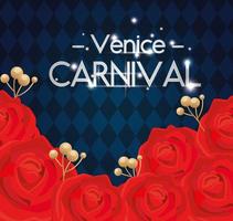 affisch av Venedig karneval med blommor rosor vektor