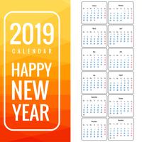 Kalender 2019 Malldesign vektor