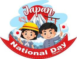 japan nationaldag banner med japanska barn seriefigur vektor