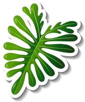 en klistermärkesmall med ett tropiskt blad isolerat vektor
