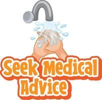 Suchen Sie medizinischen Rat im Cartoon-Stil mit Händewaschen durch Wasserhahn isoliert vektor