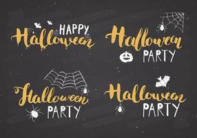 halloween gratulationskort. bokstäver kalligrafi tecken och handritade element, festinbjudan eller semester banner design vektorillustration vektor