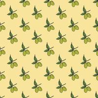 nahtloses Muster des Olivenzweigs. natürliches Hintergrunddesign mit Oliven für Olivenöl oder Kosmetikprodukte, Vektorillustration vektor