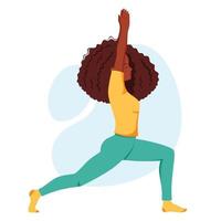 Afroamerikanerfrau, die Yoga praktiziert. gesunder Lebensstil, Entspannung, Meditation vektor