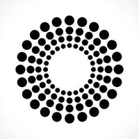 schwarzer abstrakter Vektor Kreisrahmen Halbton Punkte Logo Emblem Design. rundes Rahmensymbol unter Verwendung der Kreispunkttextur.vektorillustration eps 10